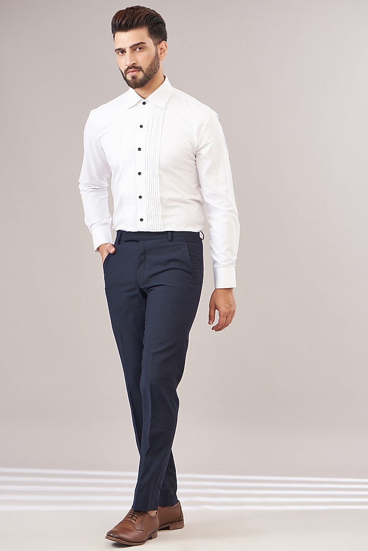 Blue Turkish Embossed Jacquard Tuxedo Set by Zoop Men at Pernia's Pop Up Shop