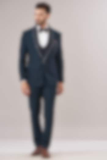 Deep Blue Terry Rayon Tuxedo Set by Zoop Men at Pernia's Pop Up Shop
