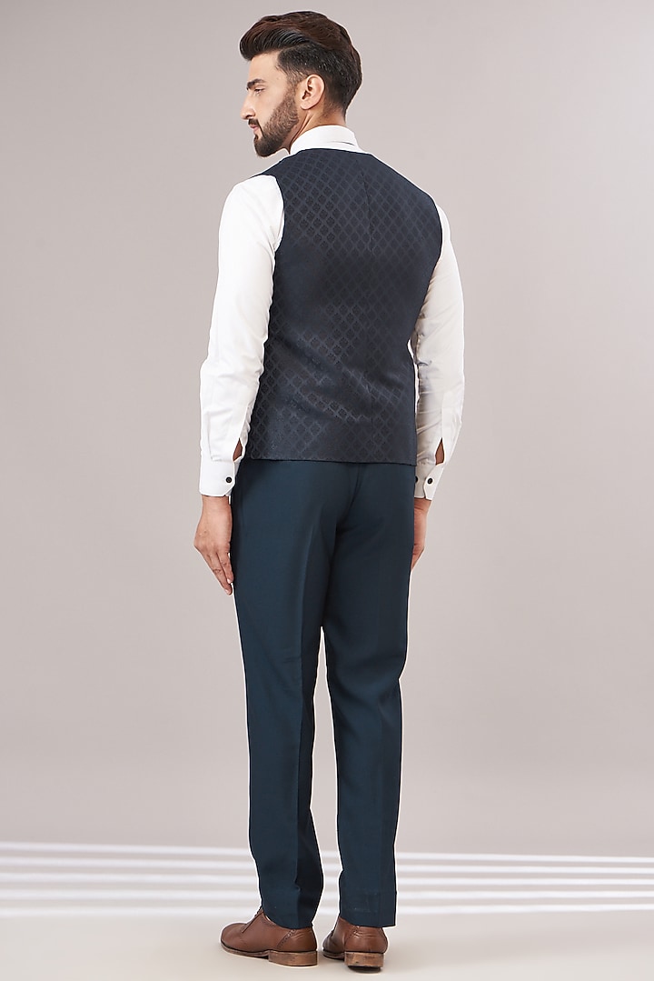 Deep Blue Terry Rayon Tuxedo Set by Zoop Men at Pernia's Pop Up Shop