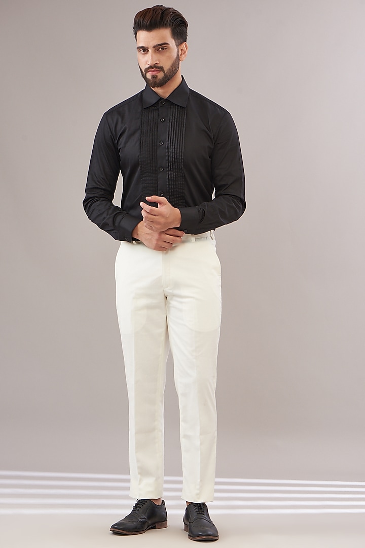 White Turkish Jacquard Tuxedo Set by Zoop Men at Pernia's Pop Up Shop