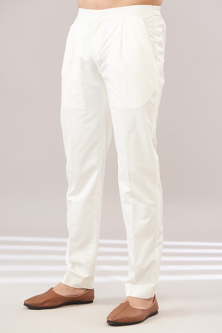 Ivory Silk Zari Work Wedding Sherwani Set by Zoop Men at Pernia's Pop Up Shop