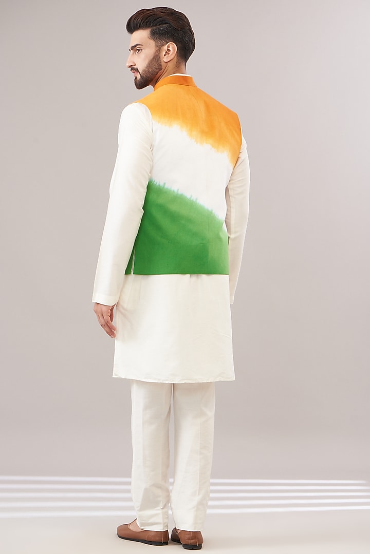 Multi-Colored Pure Cotton Linen Dyed Bundi Jacket Set by Zoop Men at Pernia's Pop Up Shop