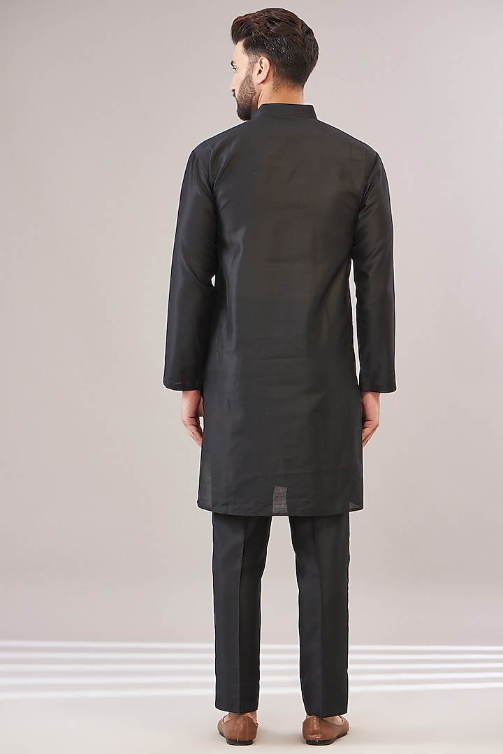 Black Jacquard Bundi Jacket Set by Zoop Men at Pernia's Pop Up Shop