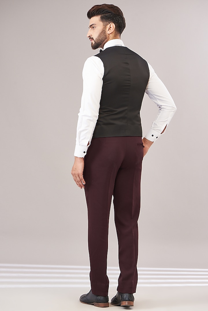 Maroon Japanese Lycra Embroidered Tuxedo Set by Zoop Men at Pernia's Pop Up Shop