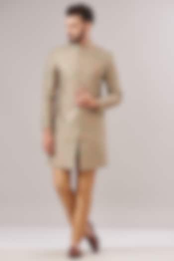 Green Brocade Embroidered Wedding Sherwani Set by Zoop Men at Pernia's Pop Up Shop