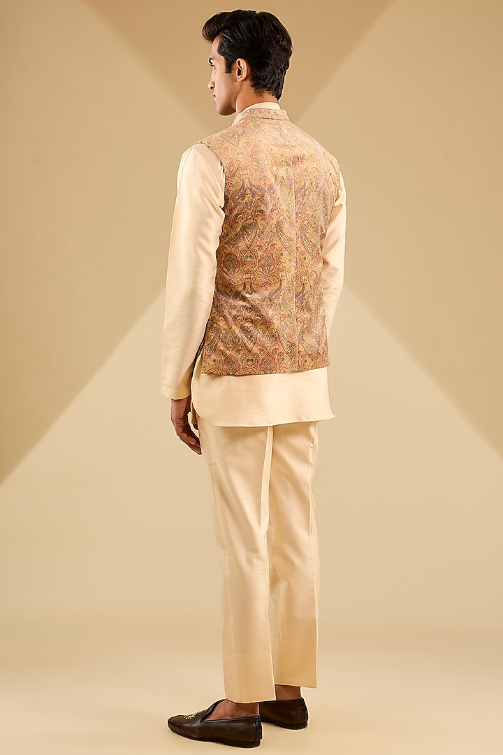 Fawn Cotton Velvet Printed Bundi Jacket Set by Zoop Men at Pernia's Pop Up Shop