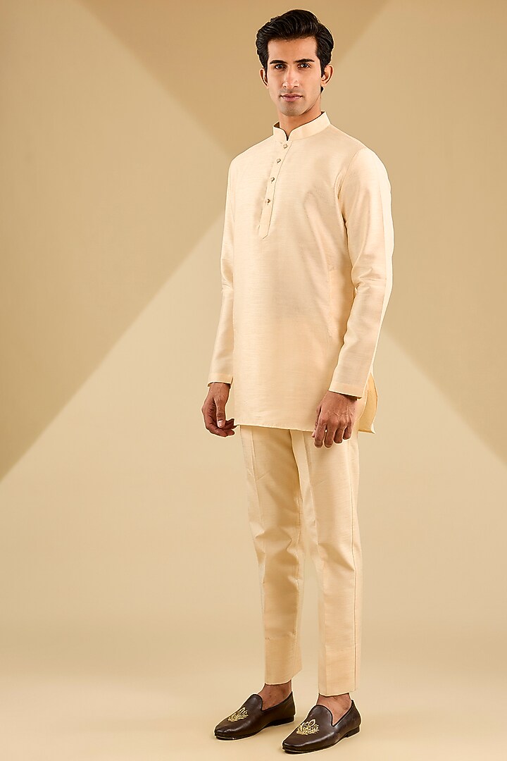 Fawn Cotton Velvet Printed Bundi Jacket Set by Zoop Men at Pernia's Pop Up Shop