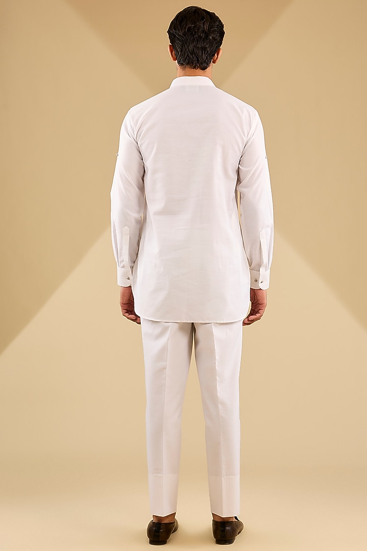 Powder Blue Linen Blend Suiting Bundi Jacket Set by Zoop Men at Pernia's Pop Up Shop