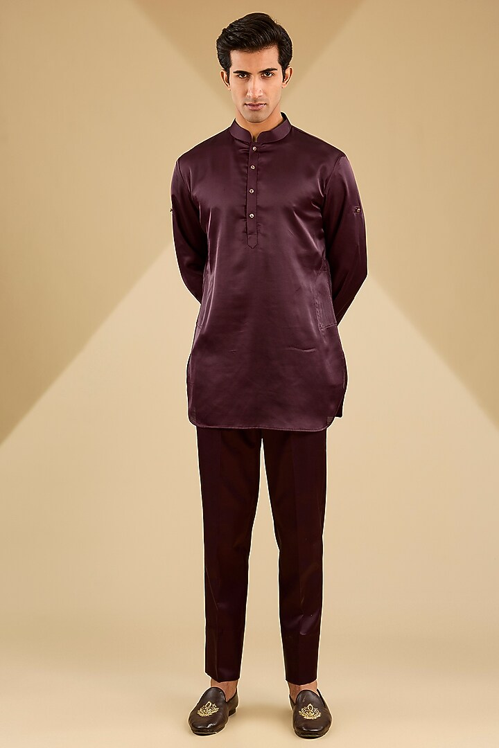 Pink Jacquard Embroidered Bundi Jacket Set by Zoop Men at Pernia's Pop Up Shop