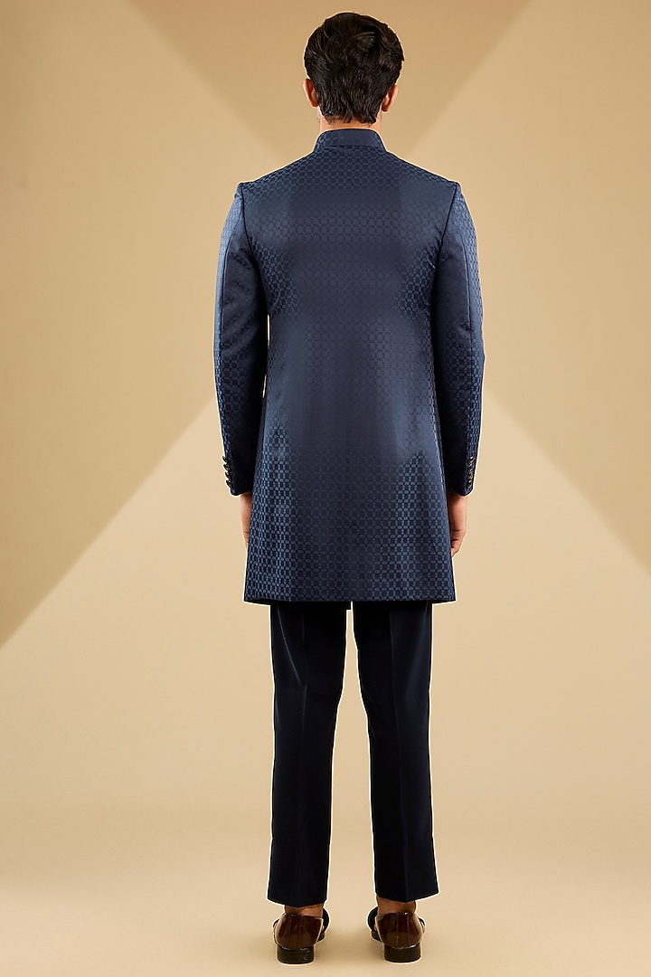 Blue Jacquard indo-Western Set by Zoop Men at Pernia's Pop Up Shop