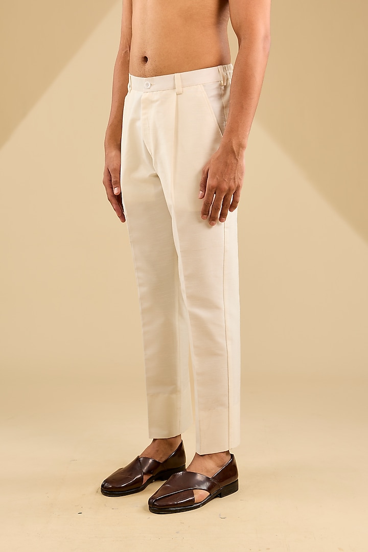 Ivory & Gold Jacquard Silk Embroidered Indo-Western Set by Zoop Men at Pernia's Pop Up Shop