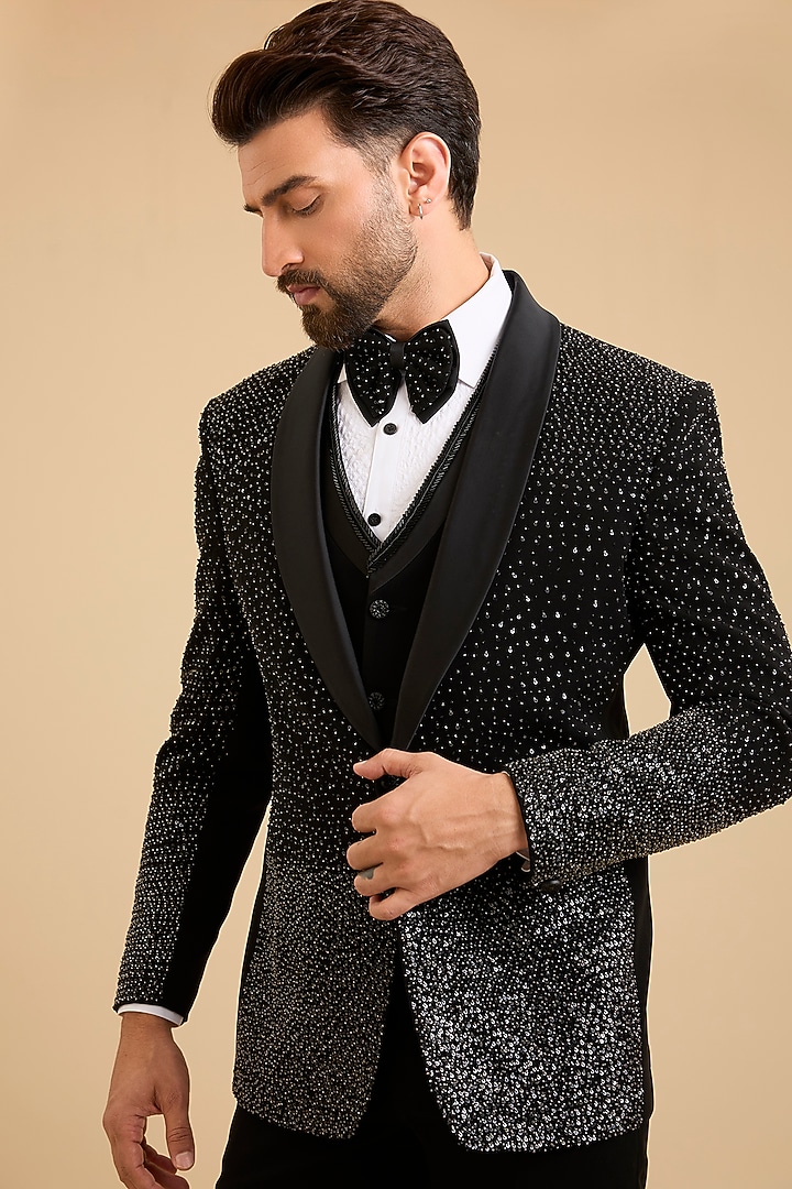 Black Suiting Tuxedo Set by Zoop Men at Pernia's Pop Up Shop