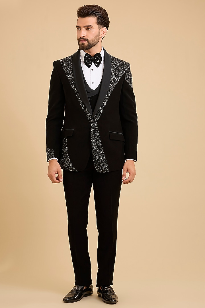 Black Velvet Tuxedo Set by Zoop Men at Pernia's Pop Up Shop