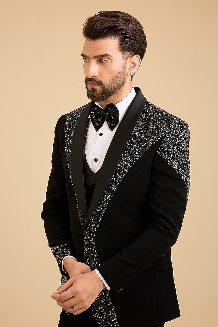 Black Velvet Tuxedo Set by Zoop Men at Pernia's Pop Up Shop