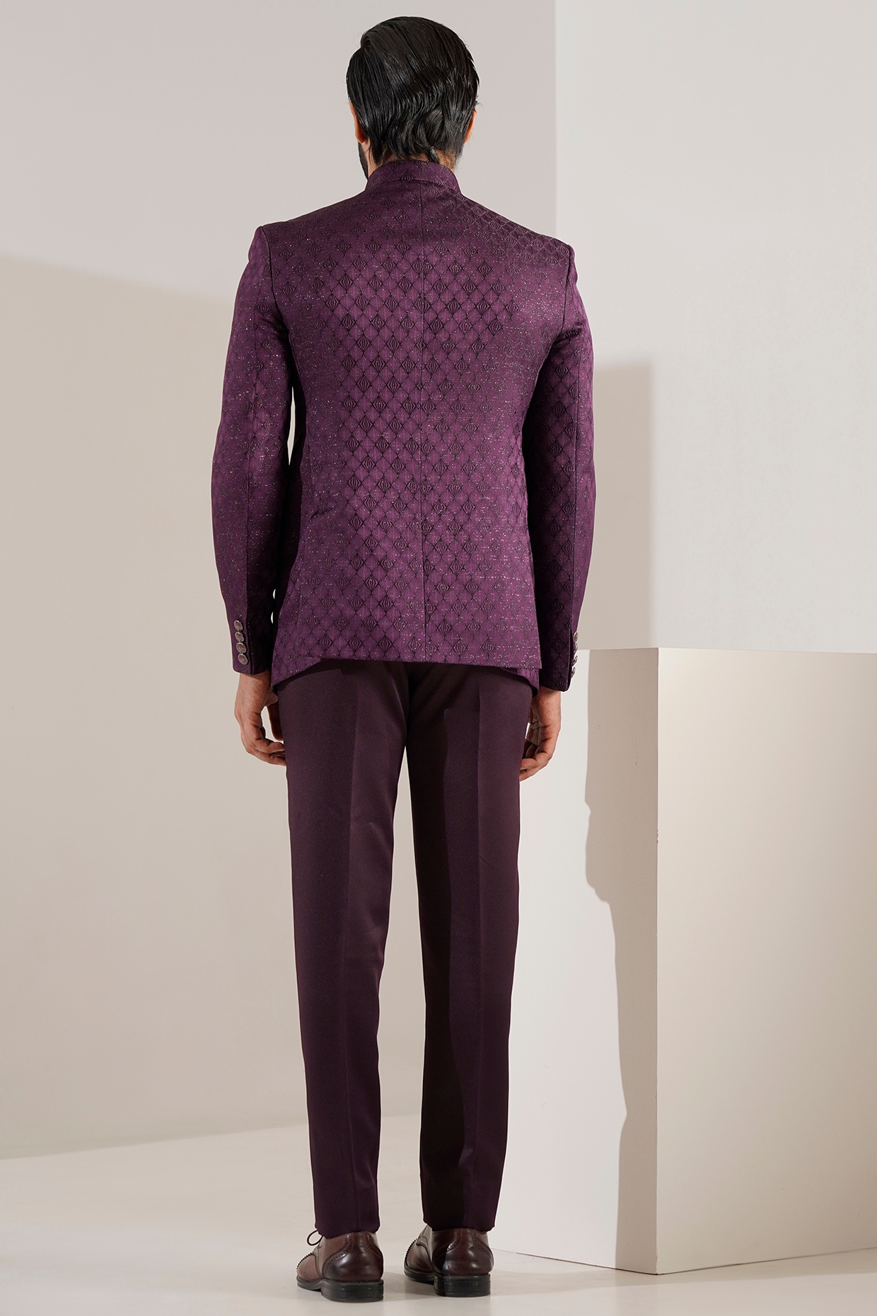 Lars Amadeus Men's Dress Business Classic Fit Flat Front Suit Trousers  Purple 30 : Target