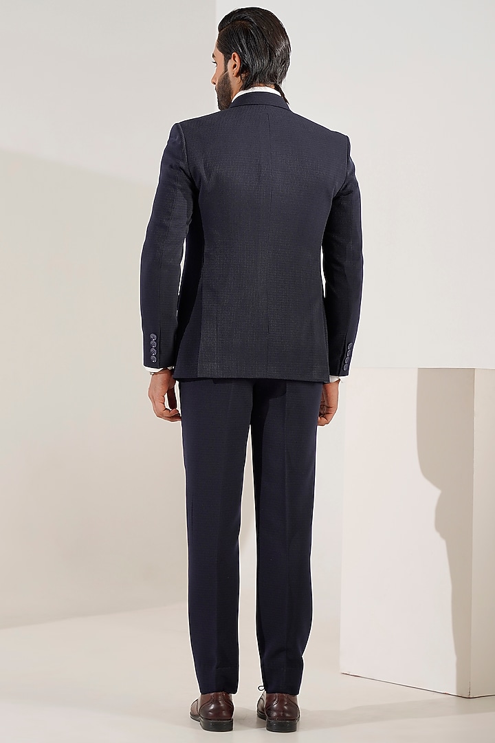 Blue Jacquard Tuxedo Set by Zoop Men at Pernia's Pop Up Shop
