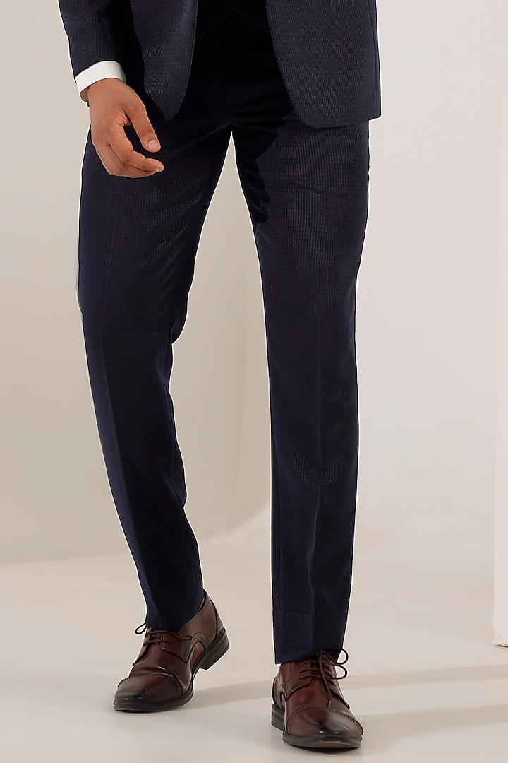 Blue Jacquard Tuxedo Set by Zoop Men at Pernia's Pop Up Shop
