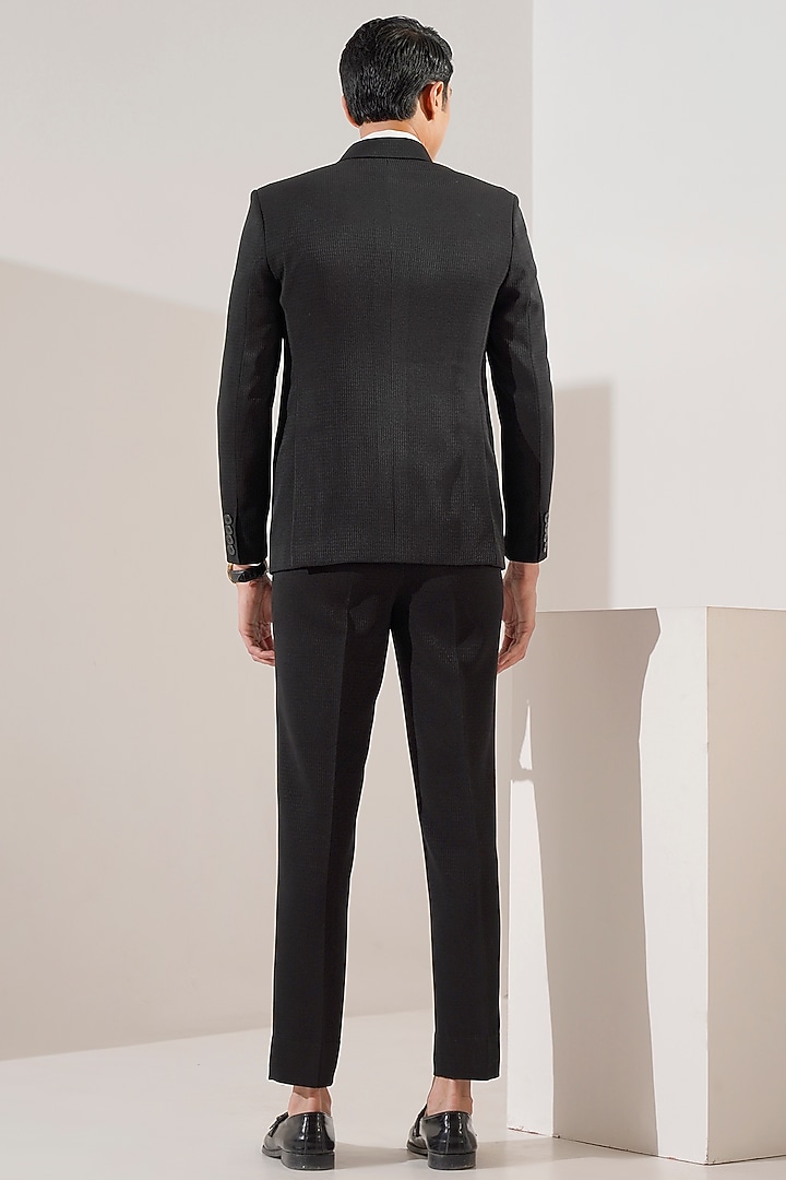 Black Jacquard Tuxedo Set by Zoop Men at Pernia's Pop Up Shop