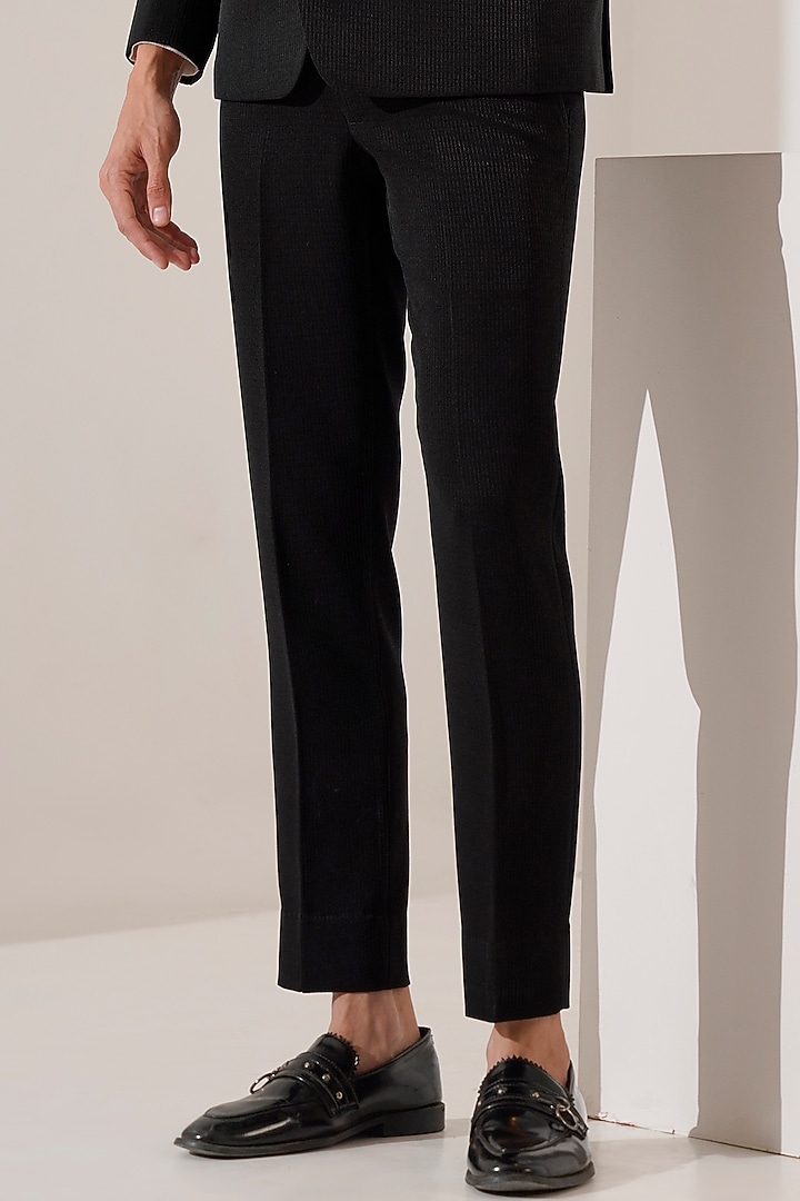 Black Jacquard Tuxedo Set by Zoop Men at Pernia's Pop Up Shop