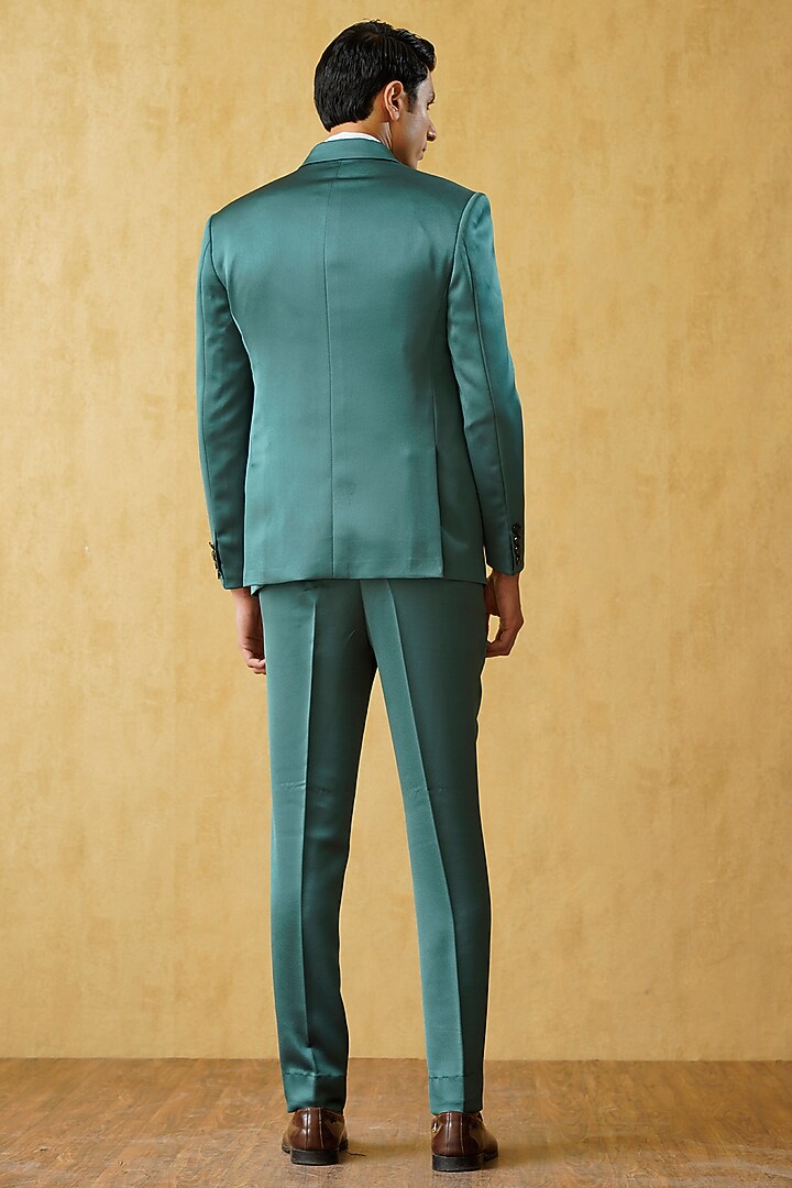 Light Teal Green Jacquard Tuxedo Set by Zoop Men at Pernia's Pop Up Shop