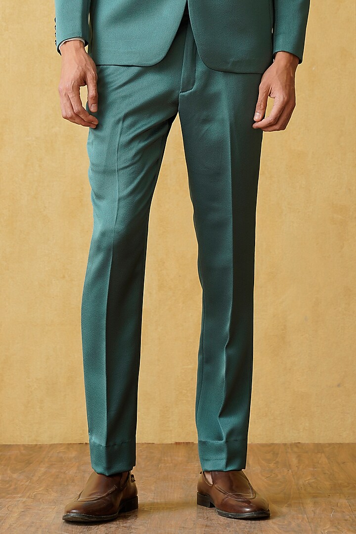 Light Teal Green Jacquard Tuxedo Set by Zoop Men at Pernia's Pop Up Shop