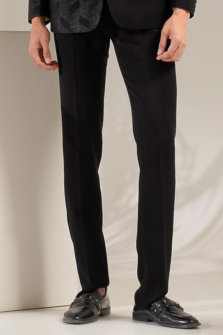 Black Italian Jacquard Tuxedo Set by Zoop Men at Pernia's Pop Up Shop