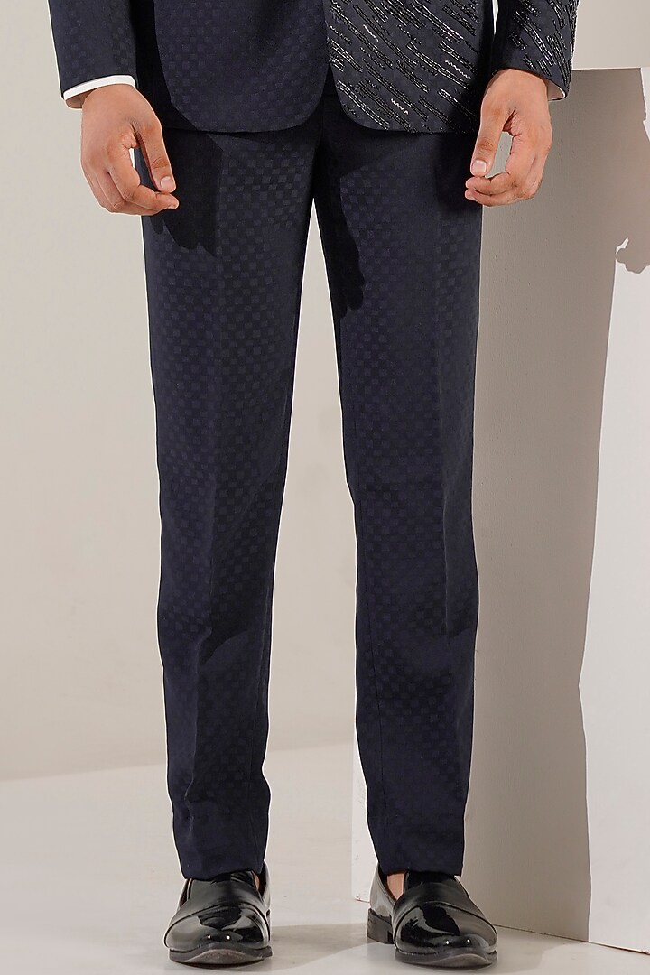 Blue Jacquard Tuxedo Set by Zoop Men at Pernia's Pop Up Shop