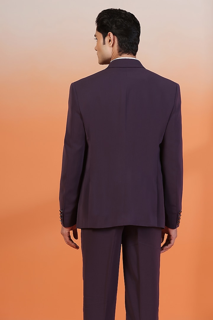 Purple Japanese Satin Silk Thread Embroidered Tuxedo Set by Zoop Men at Pernia's Pop Up Shop
