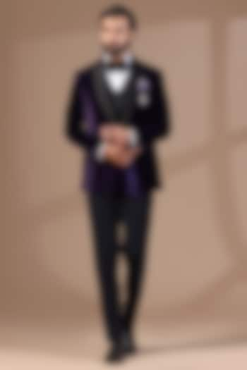 Purple Velvet Tuxedo Set by Zoop Men