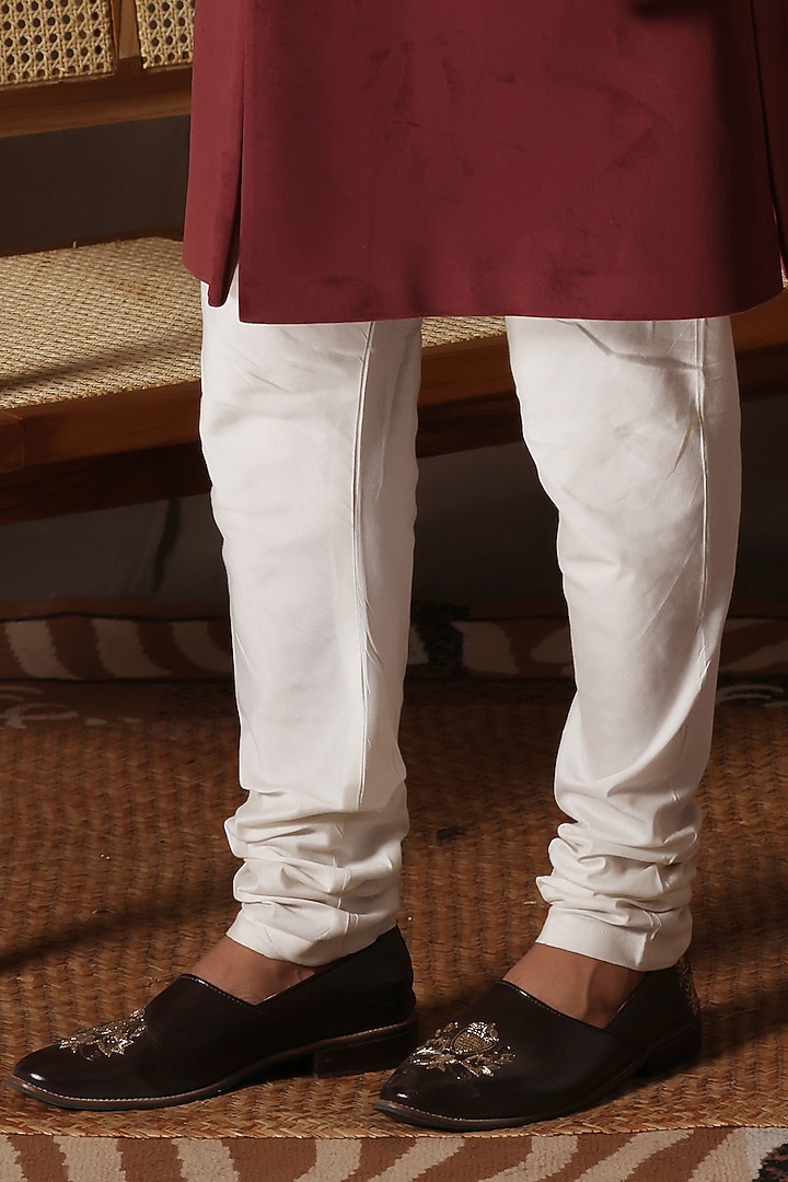 Maroon Fine Velvet Achkan Wedding Sherwani Set by Zoop Men at Pernia's Pop Up Shop
