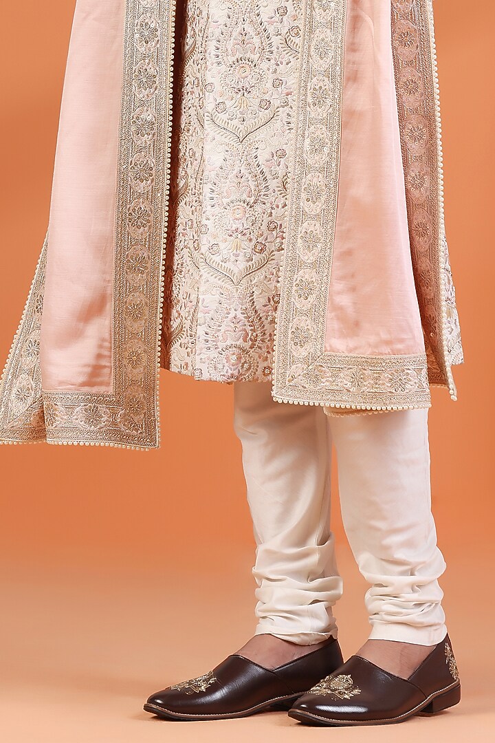 Multi-Colored Jacquard Silk Thread & Hand Embroidered Groom Sherwani Set by Zoop Men at Pernia's Pop Up Shop