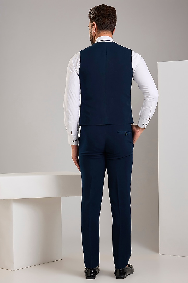 Teal Japanese Stretch Fabric Hand Embroidered Tuxedo Set by Zoop Men at Pernia's Pop Up Shop
