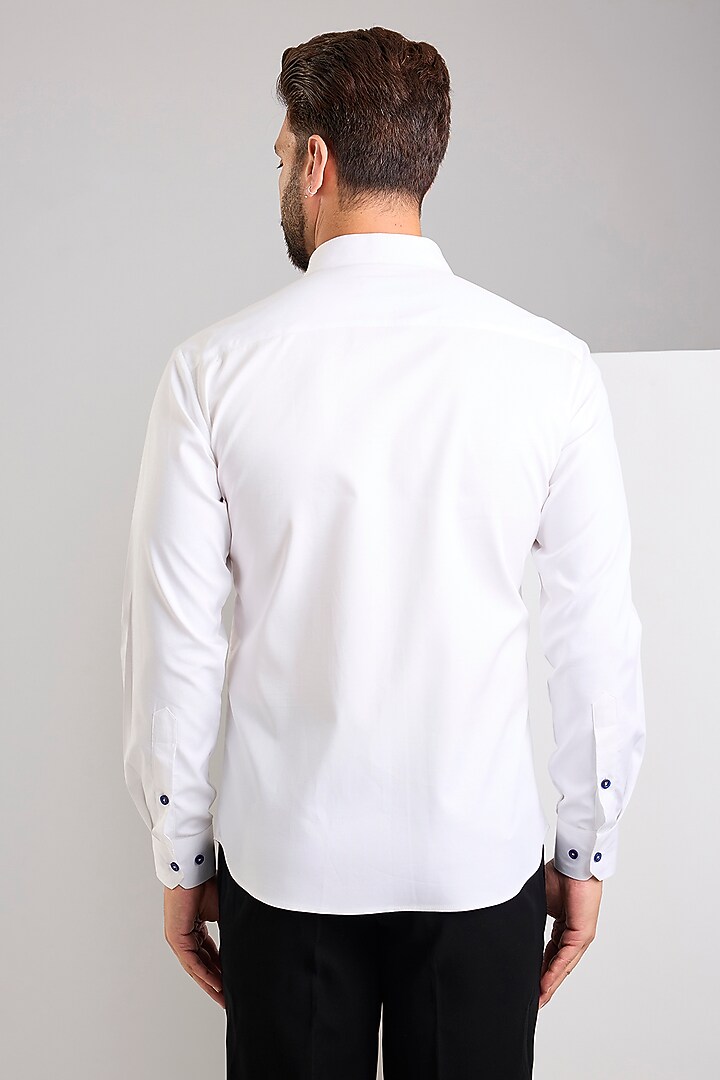 White Cotton Thread Embroidered Party Wear Shirt by Zoop Men at Pernia's Pop Up Shop