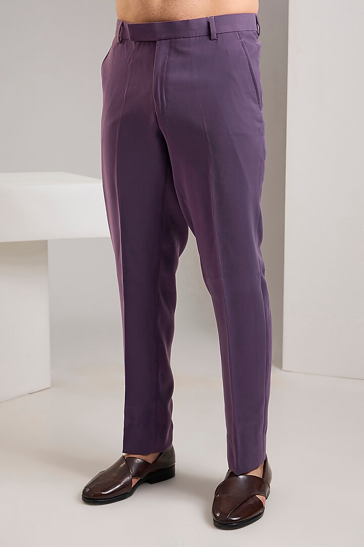 Purple Japanese Stretch Bandhgala Set by Zoop Men at Pernia's Pop Up Shop