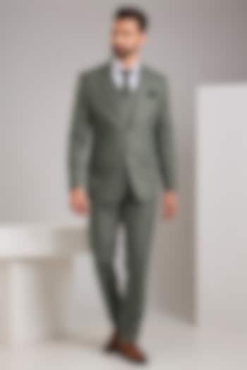 Green Terry Rayon Checkered Jacket Set by Zoop Men at Pernia's Pop Up Shop