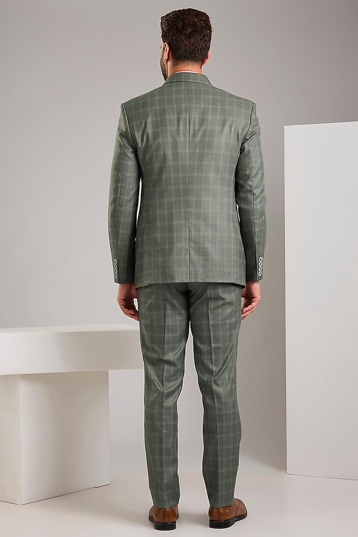 Green Terry Rayon Checkered Jacket Set by Zoop Men at Pernia's Pop Up Shop