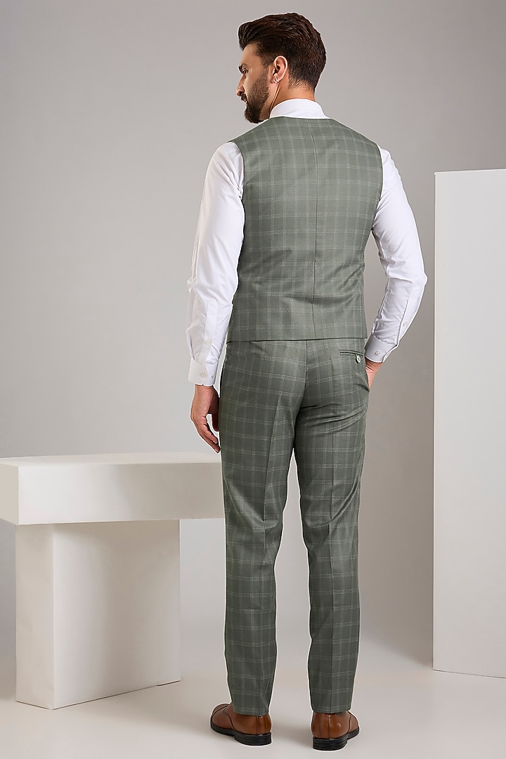 Green Terry Rayon Checkered Jacket Set by Zoop Men at Pernia's Pop Up Shop