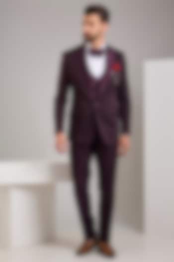 Wine Jacquard Tuxedo Set by Zoop Men at Pernia's Pop Up Shop