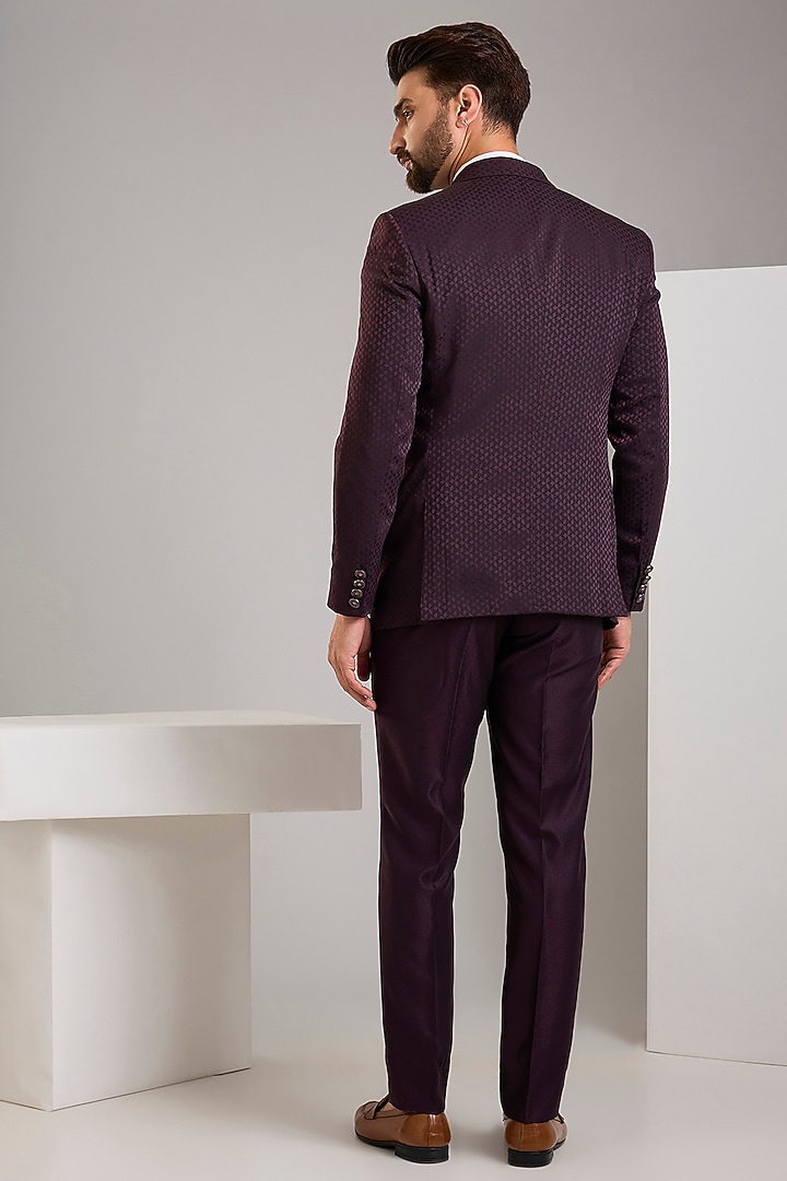 Wine Jacquard Tuxedo Set by Zoop Men at Pernia's Pop Up Shop