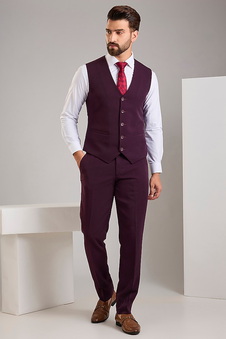 Wine Terry Rayon Blazer Set by Zoop Men at Pernia's Pop Up Shop