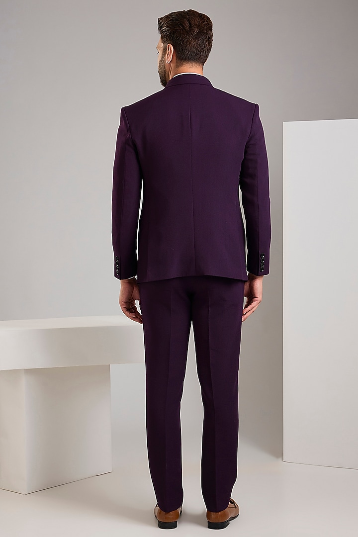 Purple Jacquard Tuxedo Set by Zoop Men at Pernia's Pop Up Shop