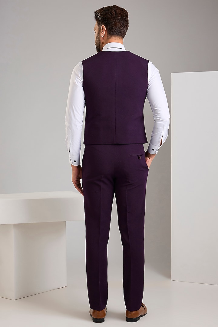 Purple Jacquard Tuxedo Set by Zoop Men at Pernia's Pop Up Shop