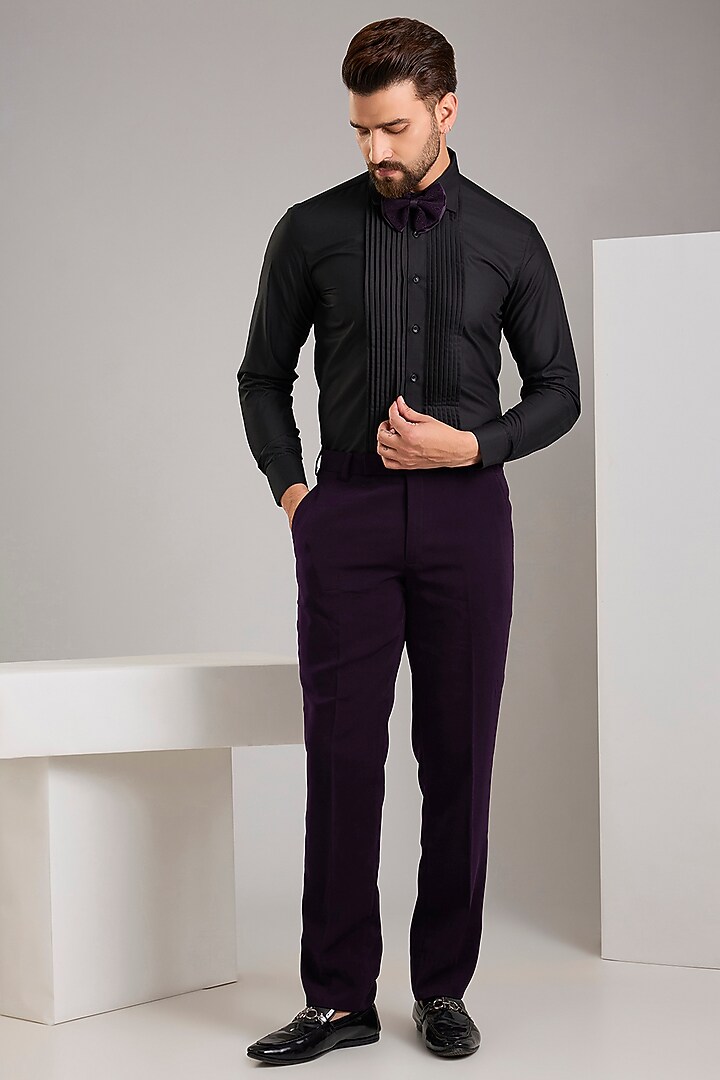Purple Jacquard Tuxedo Set by Zoop Men at Pernia's Pop Up Shop