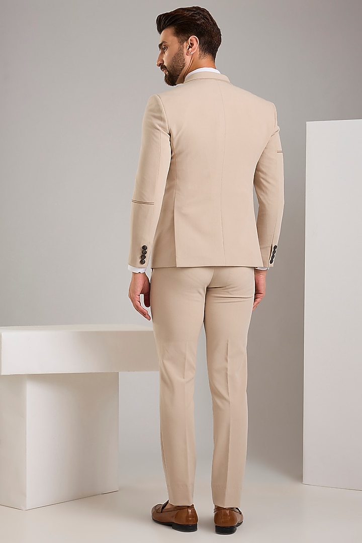 Beige Japanese Stretch Fabric Blazer Set by Zoop Men at Pernia's Pop Up Shop