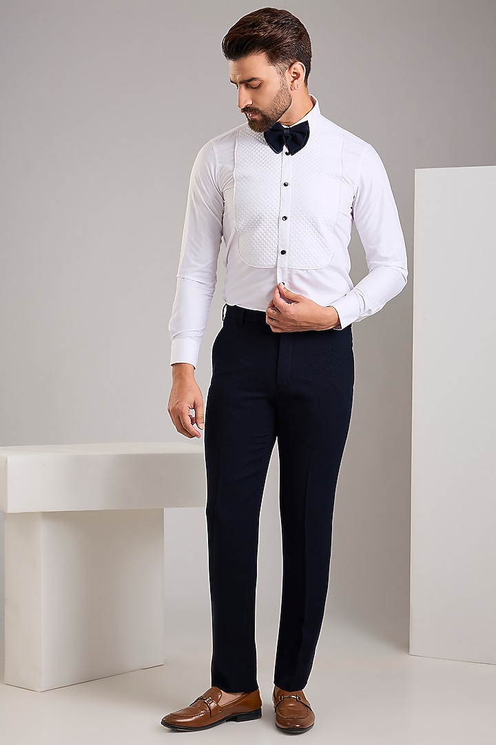 Blue Jacquard Double Breasted Tuxedo Set by Zoop Men at Pernia's Pop Up Shop