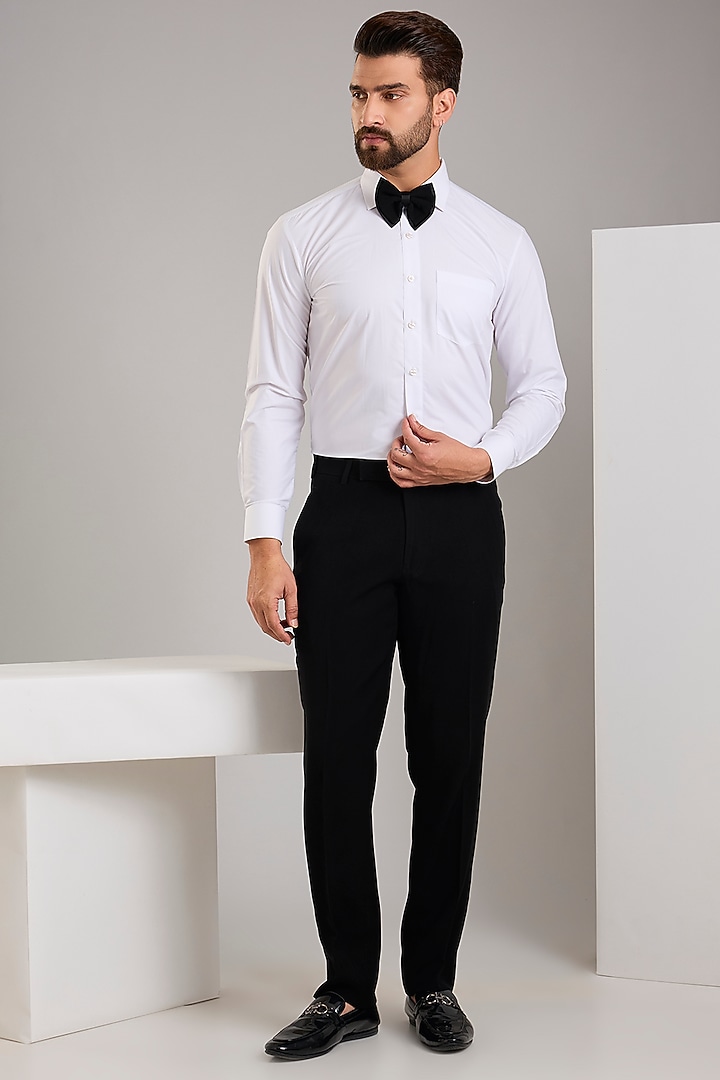 Black Japanese Stretch Fabric Hand Embroidered Tuxedo Set by Zoop Men at Pernia's Pop Up Shop