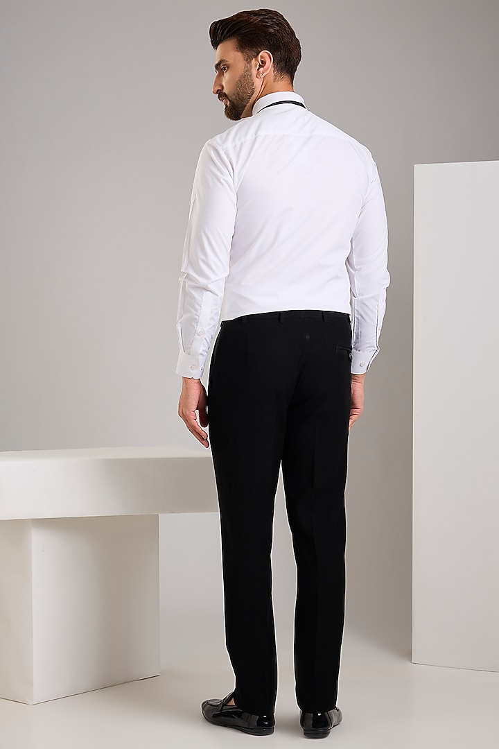 Black Japanese Stretch Fabric Hand Embroidered Tuxedo Set by Zoop Men at Pernia's Pop Up Shop