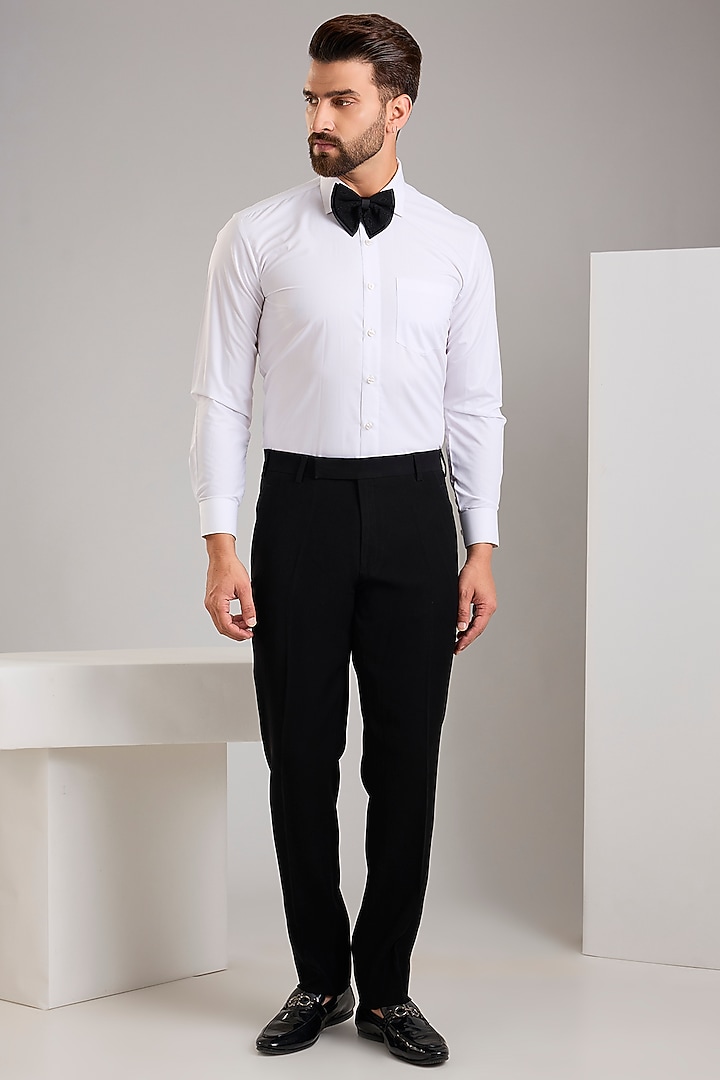 Black Jacquard Hand Embroidered Tuxedo Set by Zoop Men at Pernia's Pop Up Shop