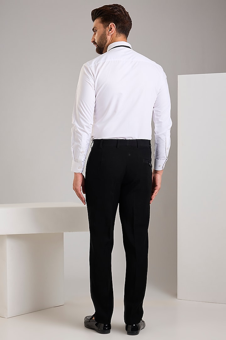 Black Jacquard Hand Embroidered Tuxedo Set by Zoop Men at Pernia's Pop Up Shop