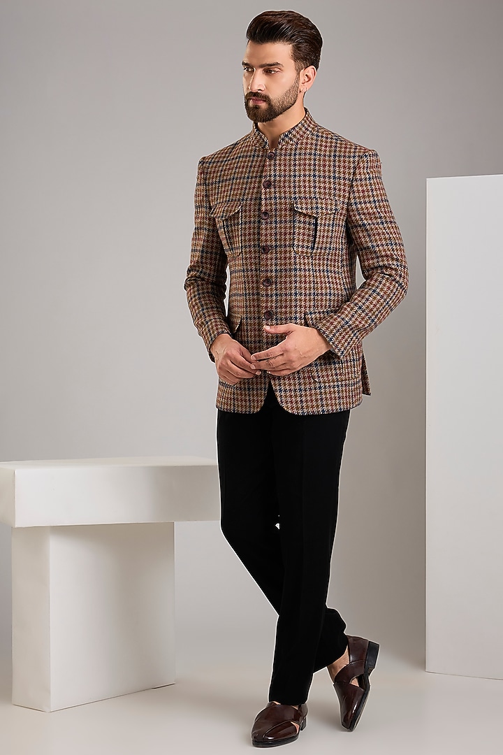 Multi-Colored Tweed Bandhgala by Zoop Men at Pernia's Pop Up Shop